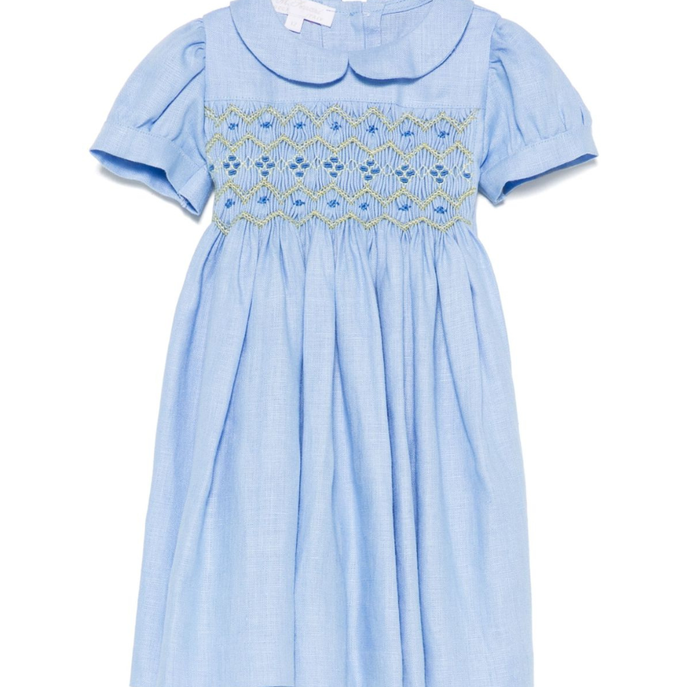 Abito per neonata Mariella Ferrari azzurro con inserto con punto smock ATC3 054 MARIELLA FERRARI KIDS