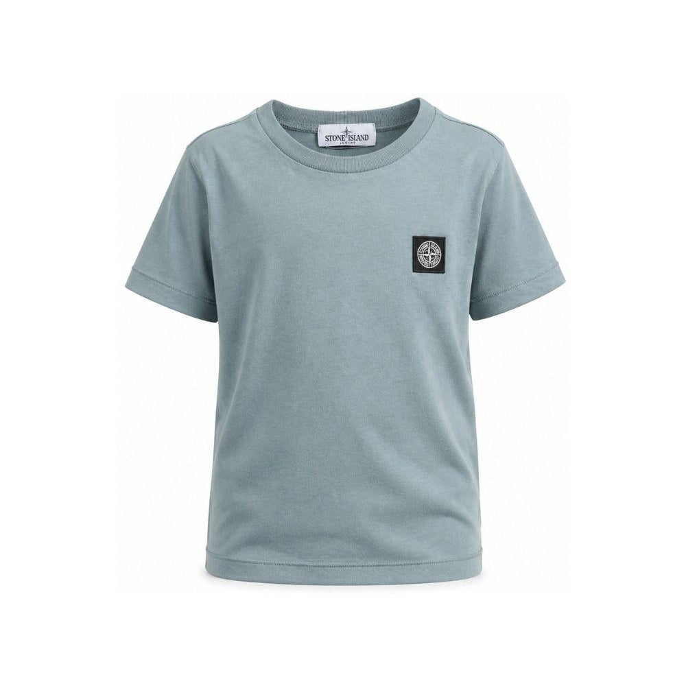 T-shirt per bambino Stone Island Kids azzurro con logo sul davanti L2S162100003S0047 V004B STONE ISLAND KIDS