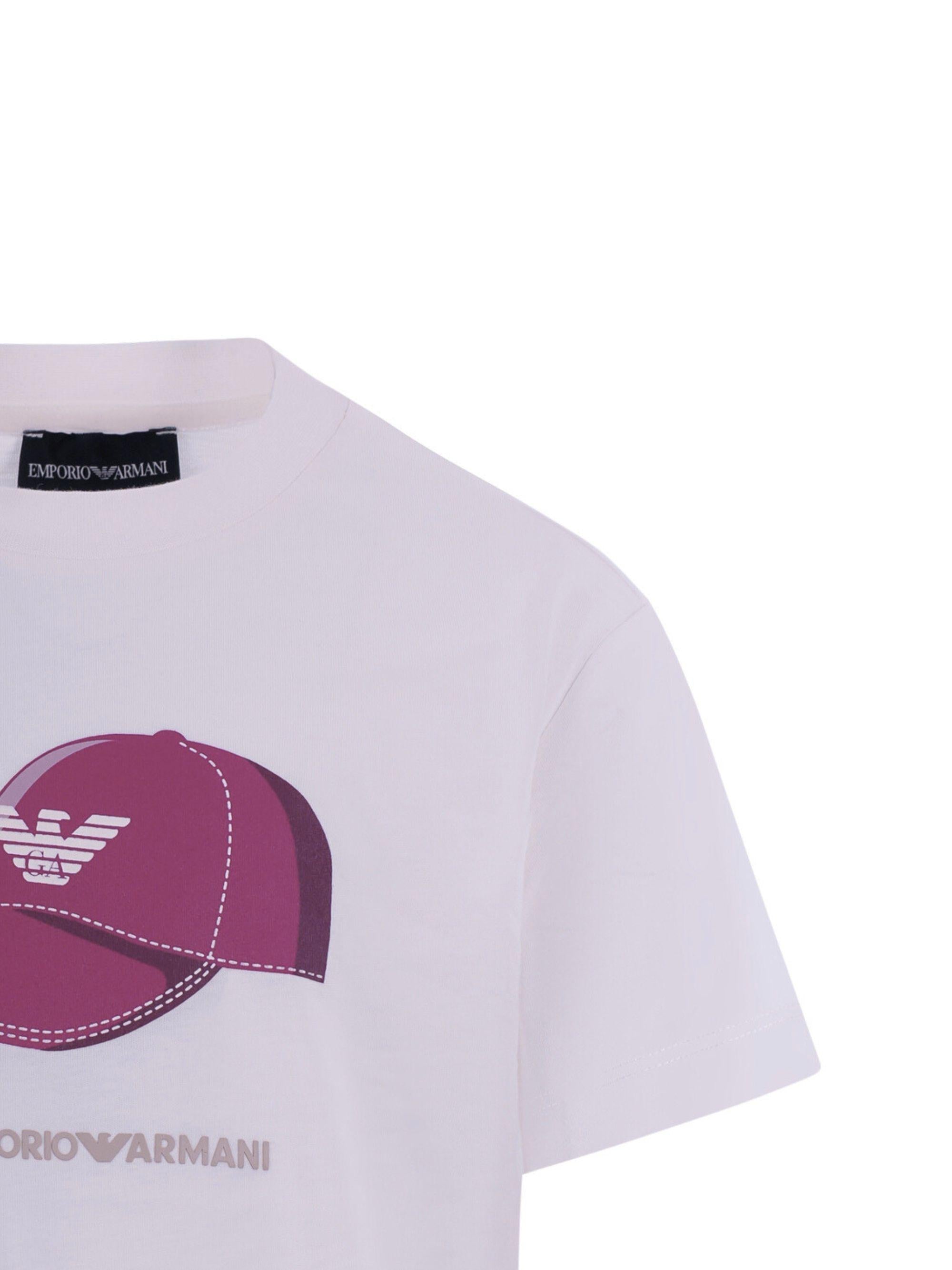 T-shirt per bambino Emporio Armani Kids bianca con stampa grafica sul davanti EB001344 AF14503 U0003 EMPORIO ARMANI KIDS