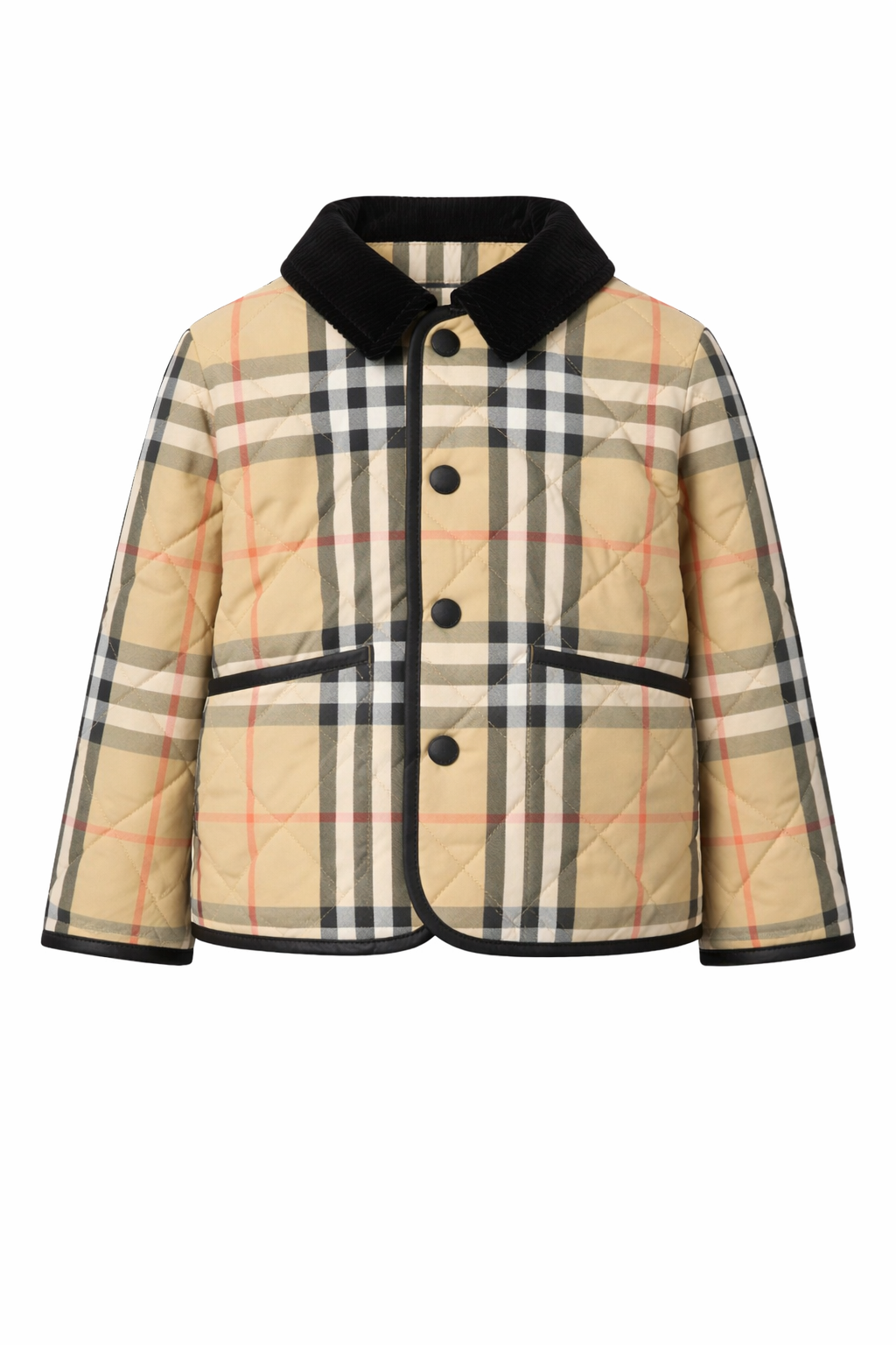 Giacca trapuntata per neonato Burberry Kids beige a quadri con tasche laterali 8111331 B9368 BURBERRY KIDS