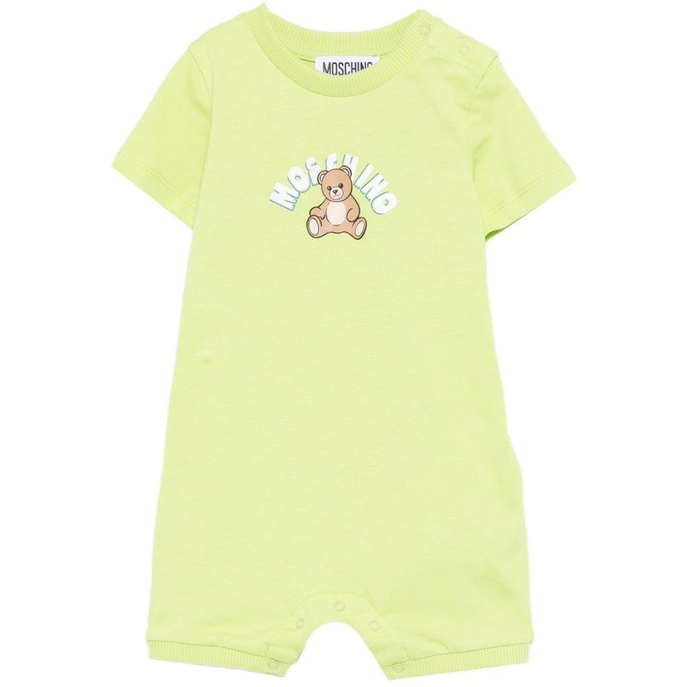 Tutina per neonati Moschino Kids verde con Teddy Bear sul davanti MTY022LAA01 30355 MOSCHINO KIDS