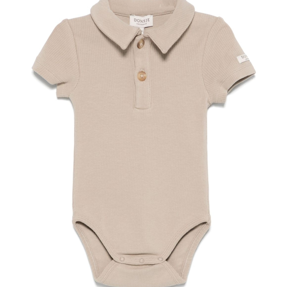 Body per neonata Donsje Moli beige con colletto stile polo 3031500 00017 DONSJE