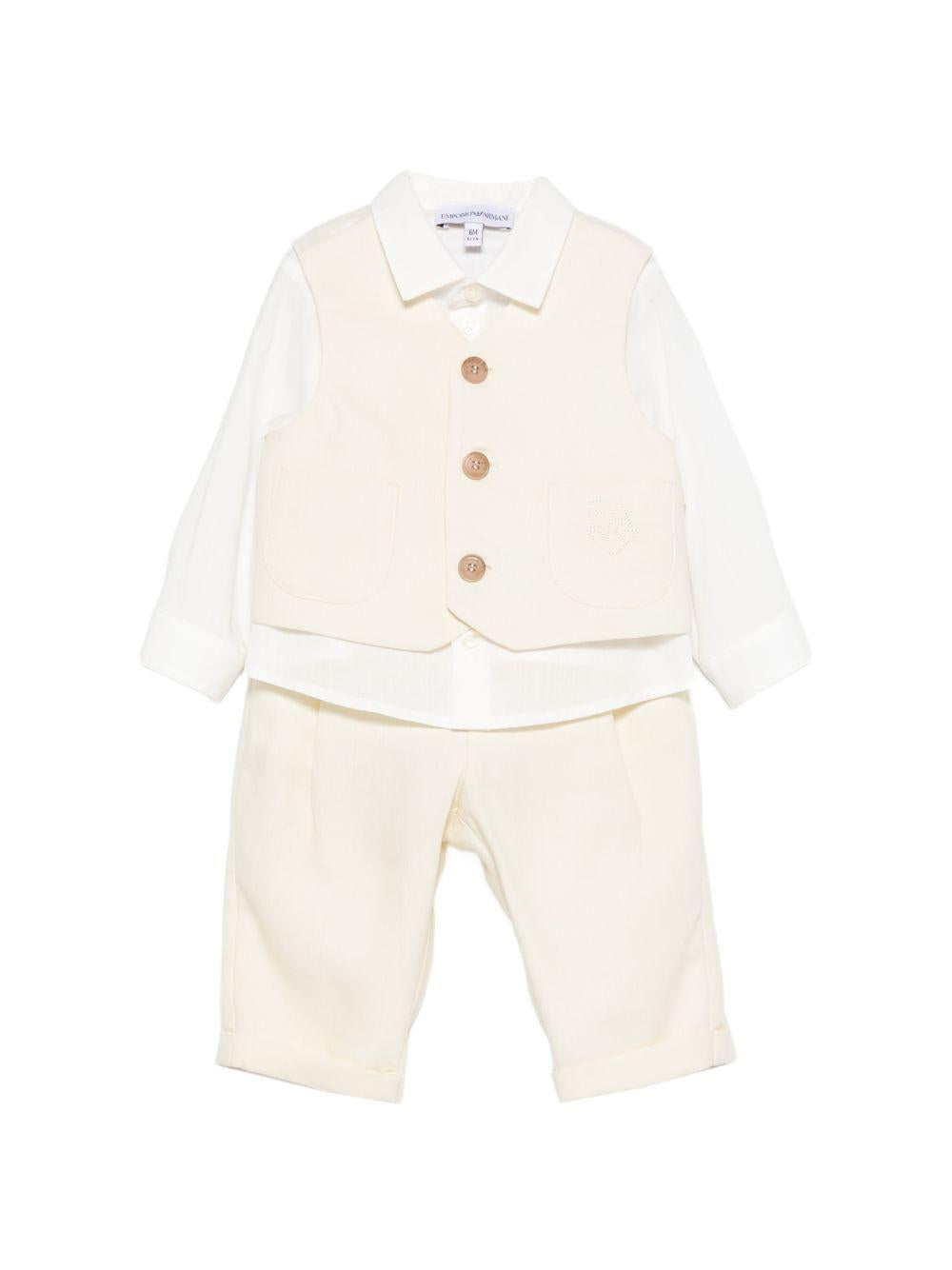 Abito per neonato Emporio Armani Kids beige con bottoni EB000902 AF21040 U1079 EMPORIO ARMANI KIDS