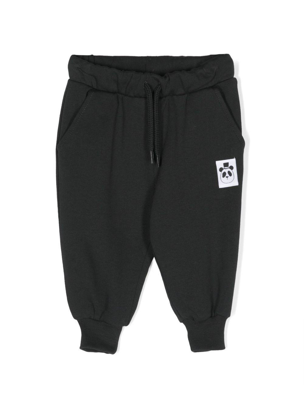 Pantaloni sportivi con applicazione logo per neonato Mini Rodini nero con calzini a coste 1000014699NB BLACK MINI RODINI KIDS