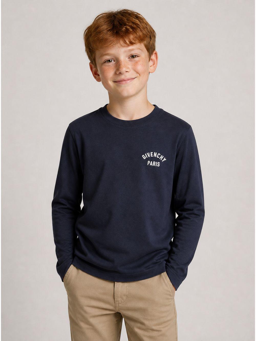 T-shirt per bambino Givenchy Kids blu con logo sul davanti H31347 853 GIVENCHY KIDS
