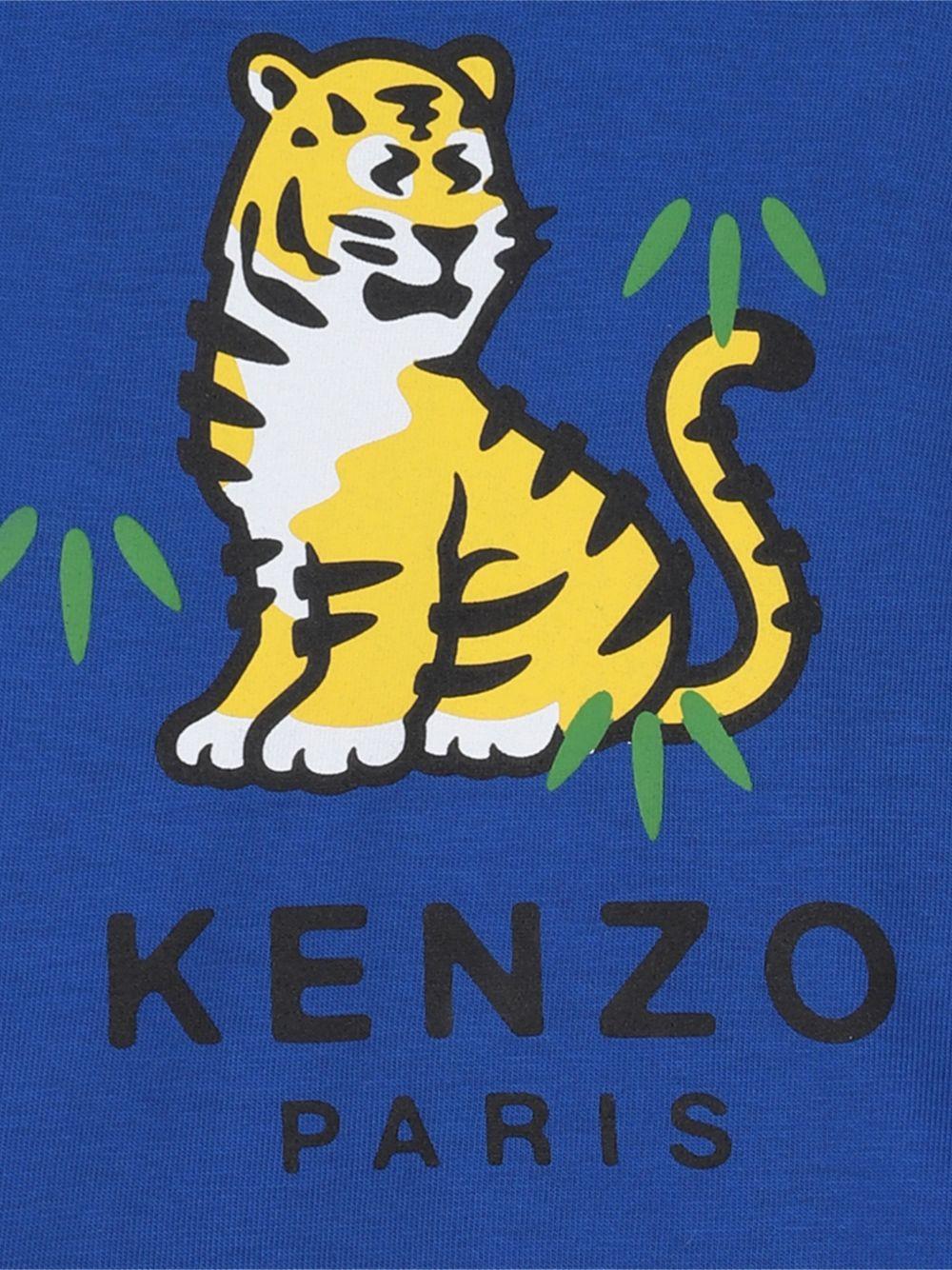 Set t-shirt e shorts per neonato Kenzo Kids blu con caratteristica stampa con tigre K61867 871 KENZO KIDS