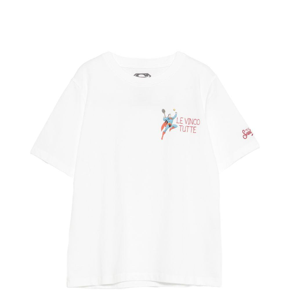 T-shirt per bambino MC2 Saint Barth Kids bianca con motivo SuperMan POT0002 00841L MC2 ST. BARTH KIDS