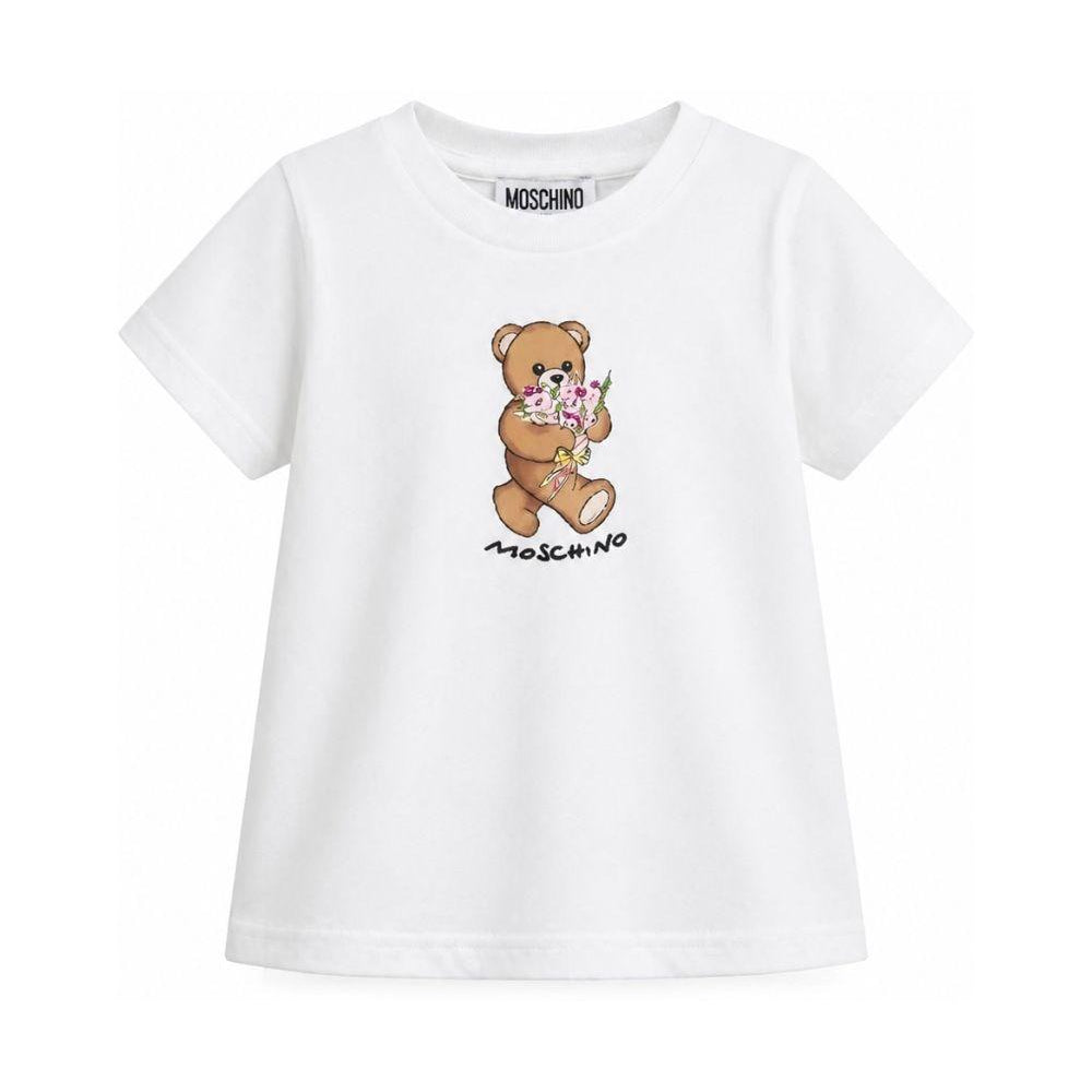 T-shirt da bambina Moschino Kids bianca con stampa orsacchiotto HGM06KLAA02 10101 MOSCHINO KIDS