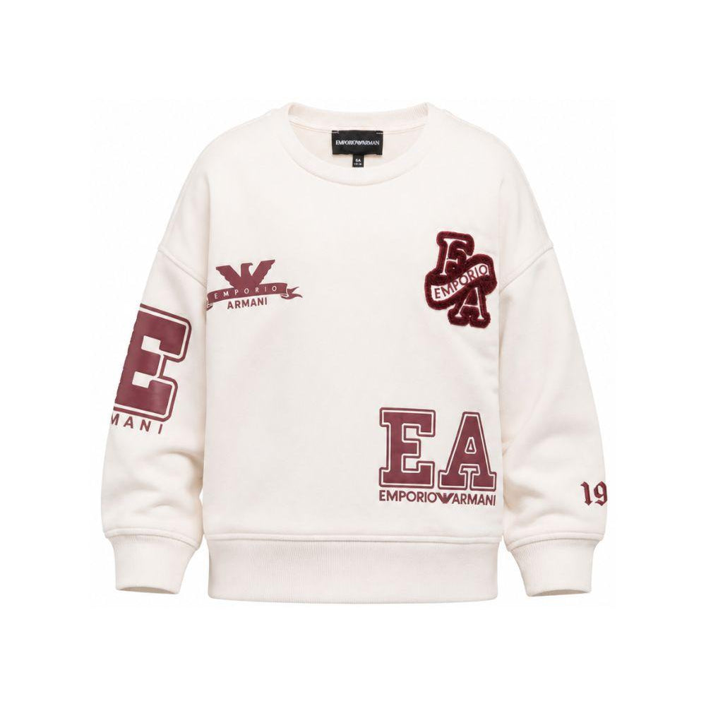 Felpa per bambino Emporio Armani Kids bianco sporco con stampa logo sul retro EB001389 AF10126 U1009 EMPORIO ARMANI KIDS