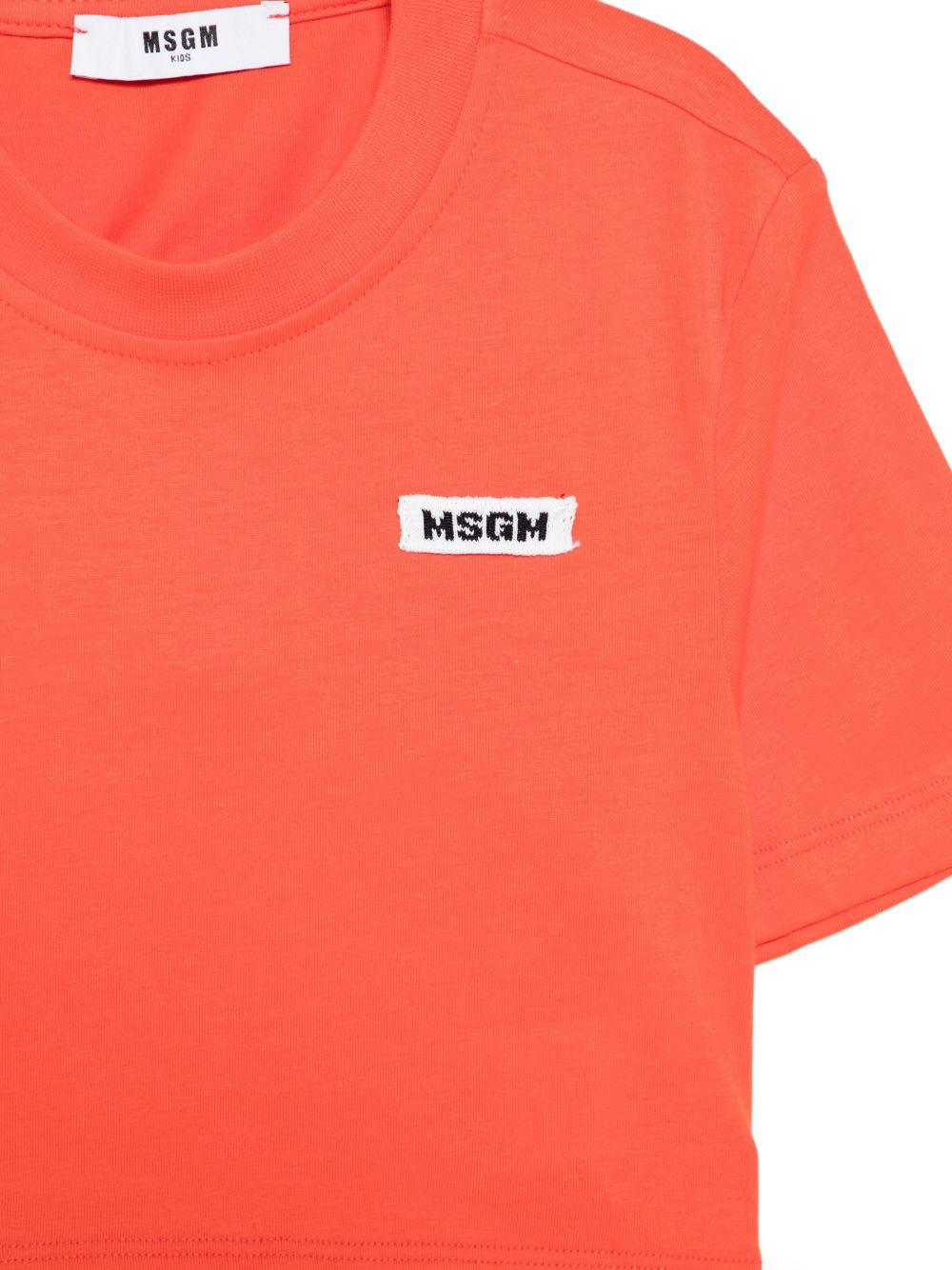 T-shirt per bambina MSGM Kids rossa con logo applicato S6MSJGTH179 MS074 MSGM KIDS