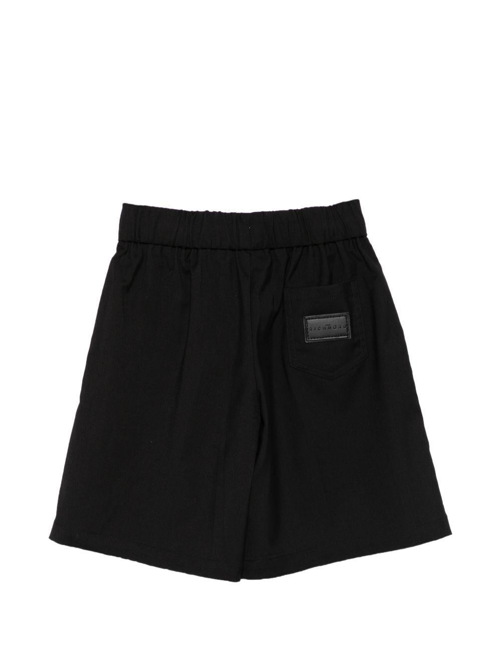 Shorts per bambino John Richmond Junior neri con tappa con logo sul retro RBP26242BE BLACK JOHN RICHMOND KIDS