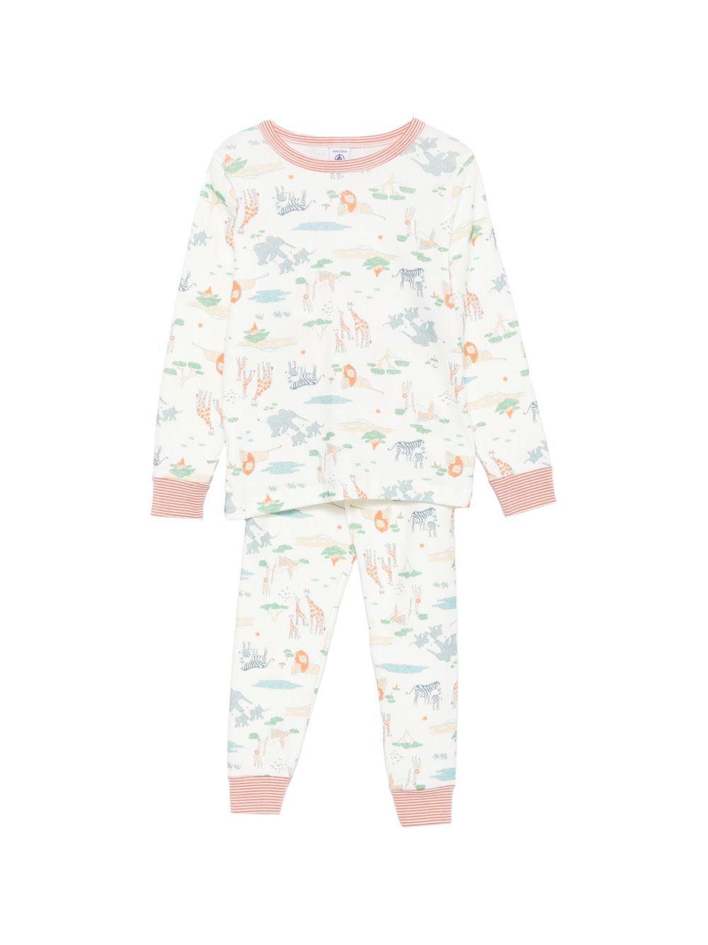 Pigiama per bambino Petit Bateau bianco con stampa grafica all-over A0FCT 01 PETIT BATEAU