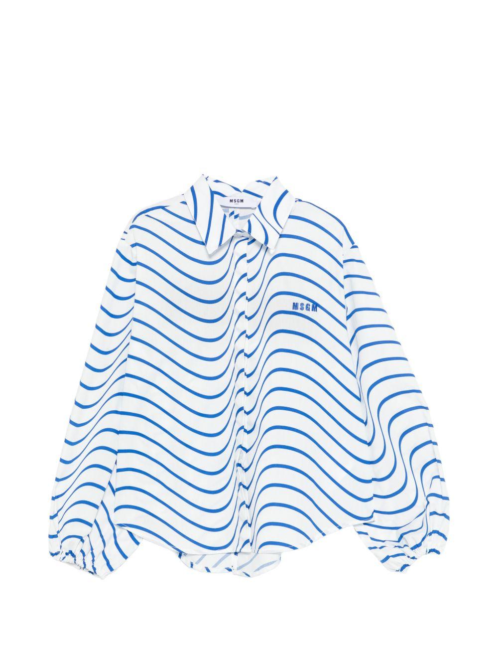 Camicia per bambina MSGM Kids bianca con design a righe ondulate S6MSJGSI178 130 MSGM KIDS