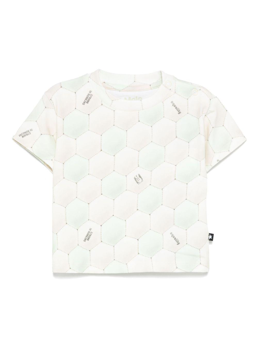 T-shirt per neonato Molo Riley beige con stampa all-over 6S25A202 9288 MOLO KIDS