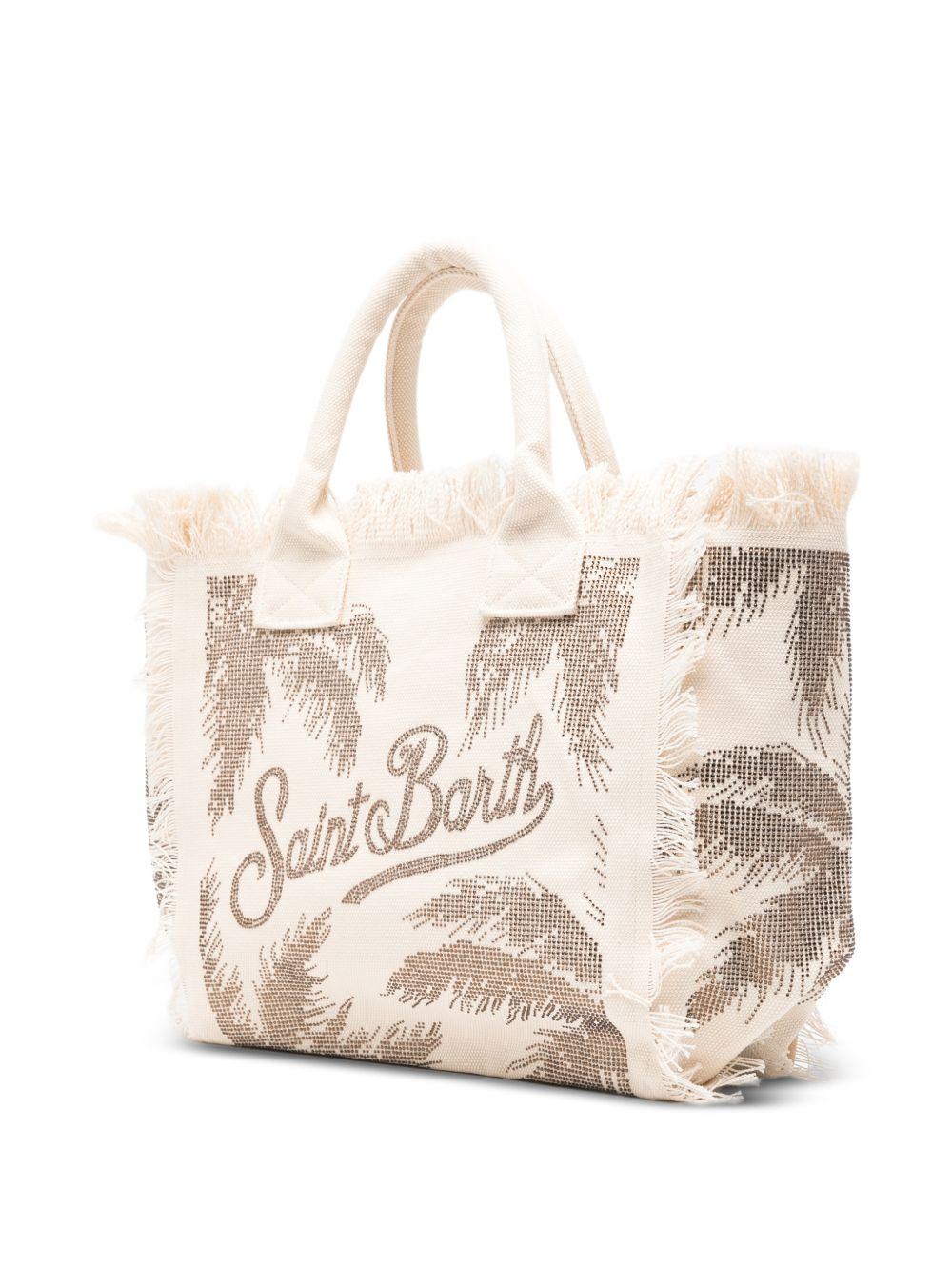 Borsa tote MC2 Saint Barth bianca con finiture con frange VANI001 08748L MC2 ST. BARTH KIDS