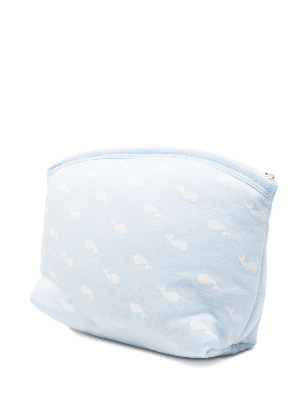 Trousse per neonati Petit Bateau azzurra con stampa grafica balene all-over A0FRA 01 PETIT BATEAU