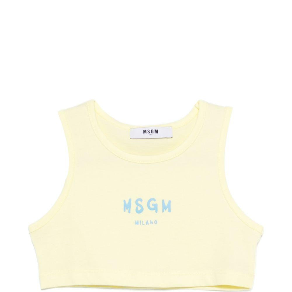 Top per bambina MSGM Kids giallo con stampa logo S6MSJGTO011 MS075 MSGM KIDS