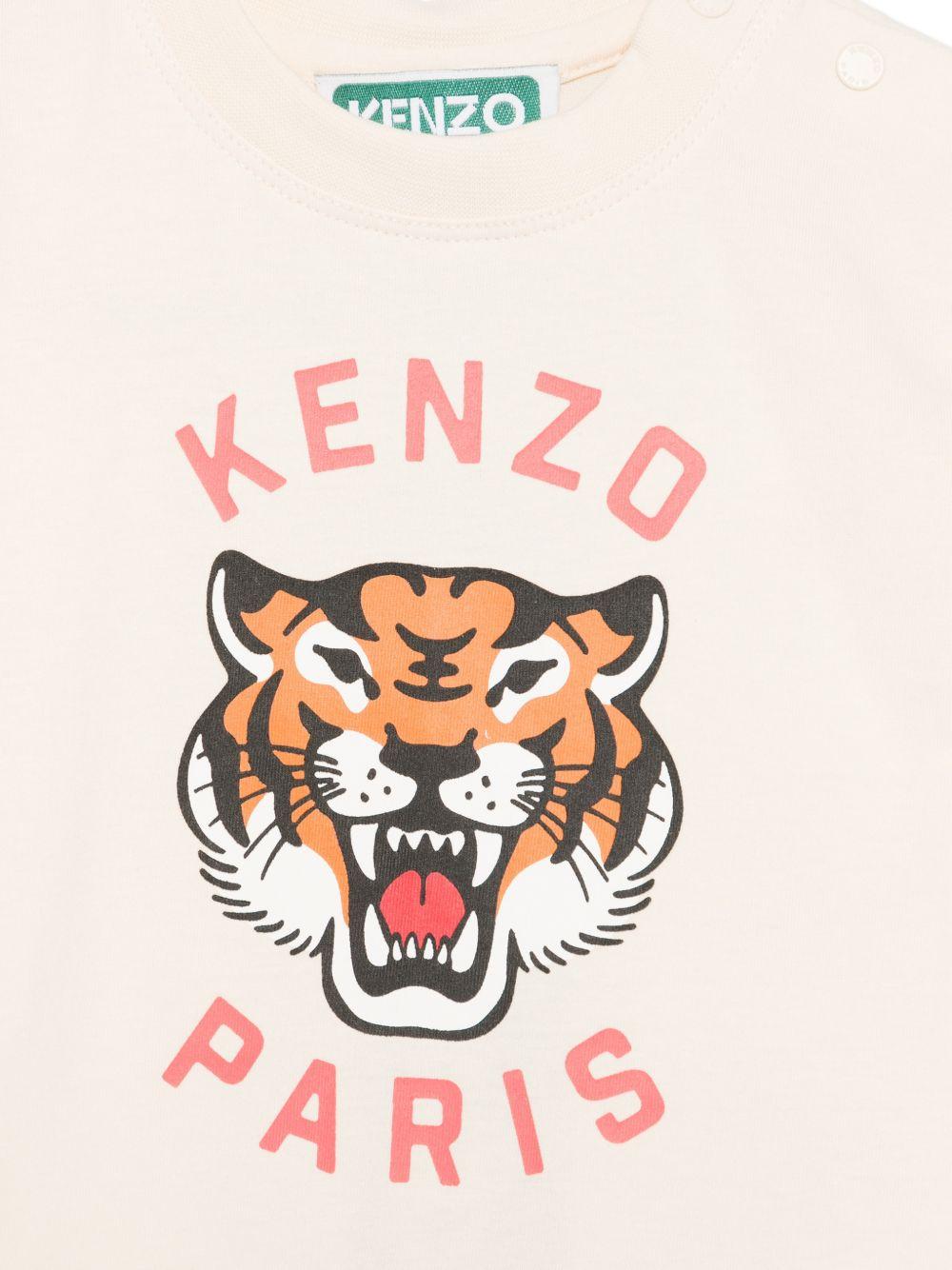 T-shirt per neonato Kenzo Kids beige con stampa a tigre K61718 208 KENZO KIDS