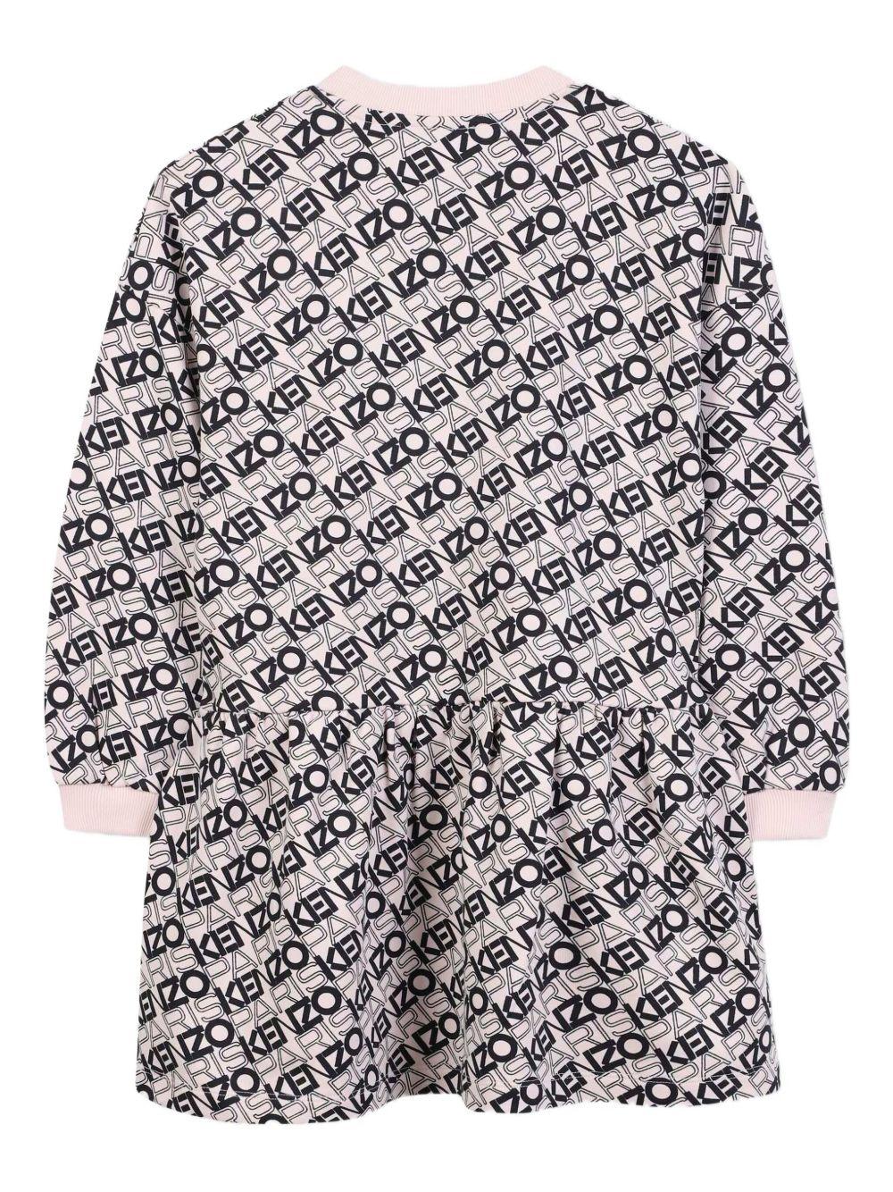 Abito per bambina Kenzo Kids rosa con stampa logo all-over K61355 46M KENZO KIDS
