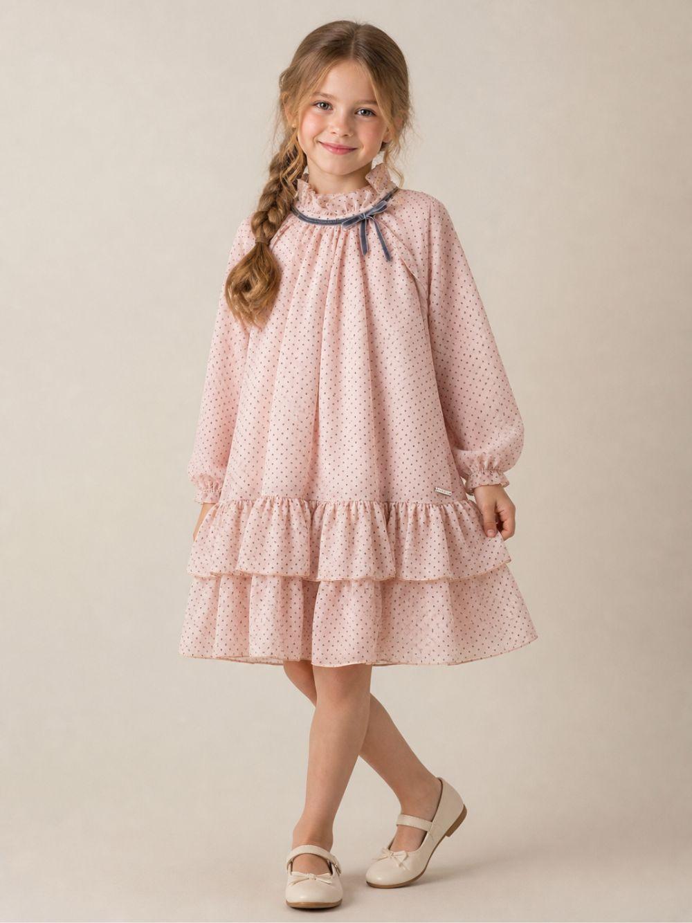 Abito per bambina Monnalisa Kids rosa con motivo a pois 71H909 8138 9132 MONNALISA KIDS