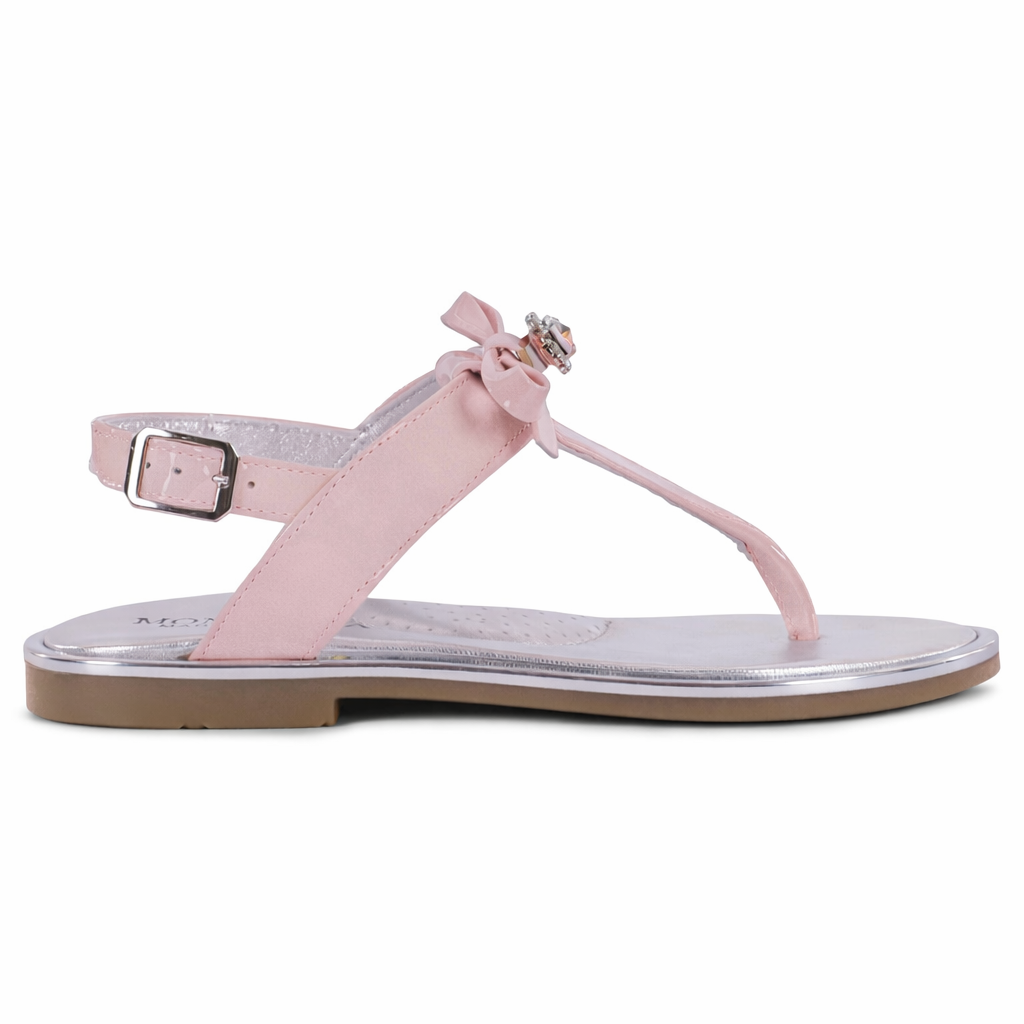 Sandali per bambina Monnalisa rosa con cinturino a T e fiocco 87G001 7706 0091 MONNALISA