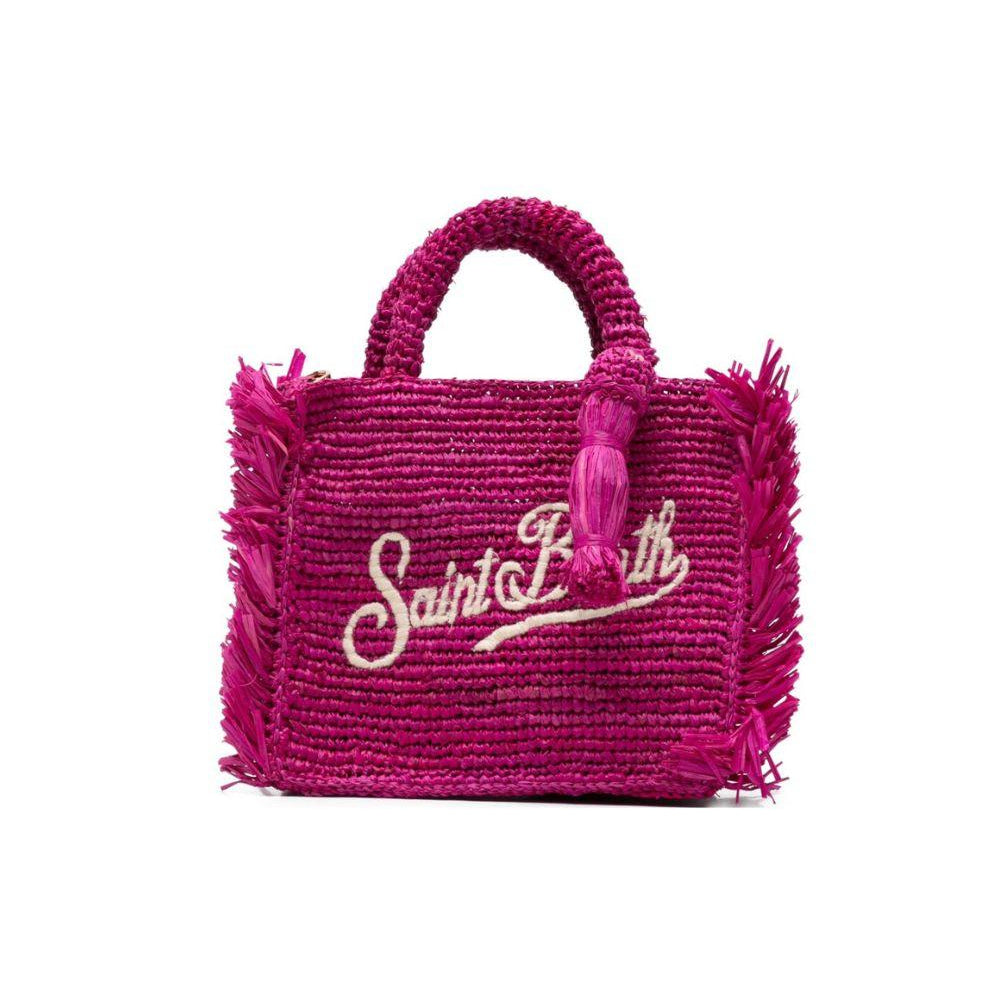Borsa Vanity Mini MC2 Saint Barth fucsia in rafia con nappa VAMI017 00453L MC2 ST. BARTH KIDS