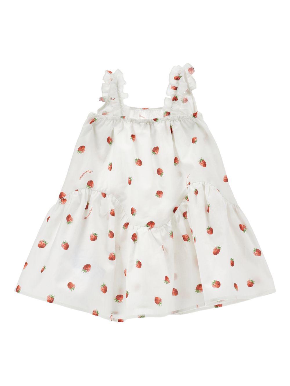 Abito per neonata Monnalisa bianco con stampa fragole all-over 39G907 7094NB 9944 MONNALISA