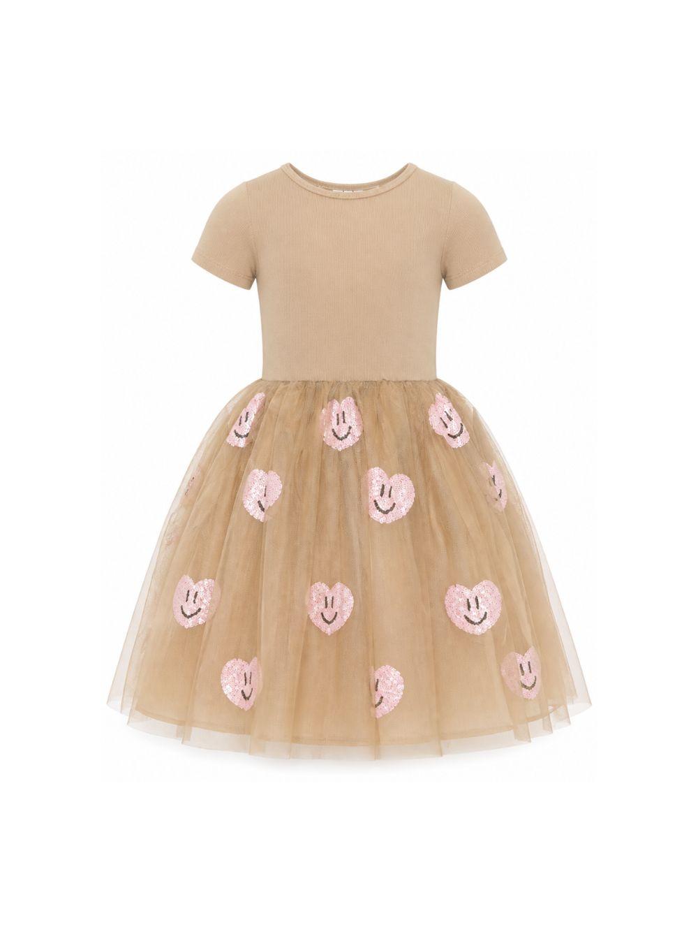 Abito per bambina Molo Kids beige con gonna in tulle con applicazioni 2W26E101 5732 MOLO KIDS