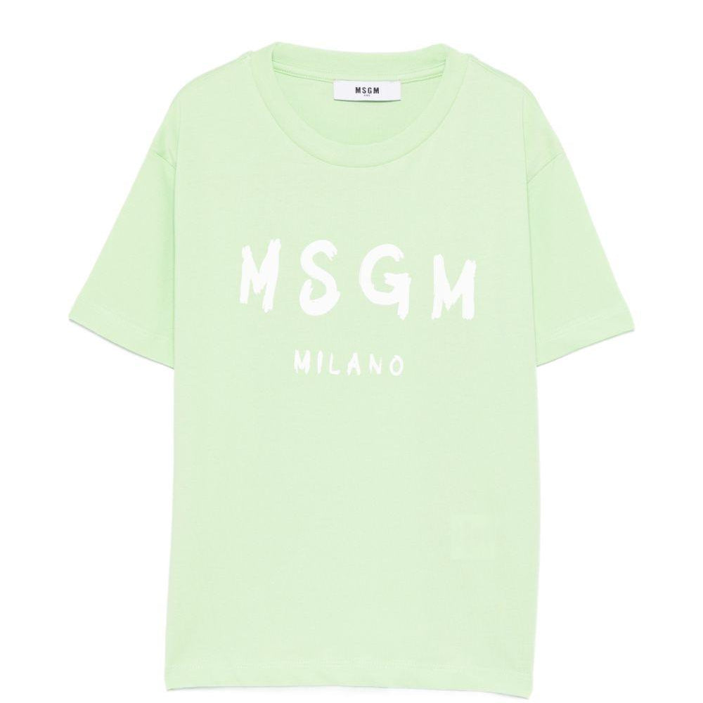 T-shirt per bambini MSGM Kids verde con scollo rotondo S6MSJUTH001 MS077 MSGM KIDS