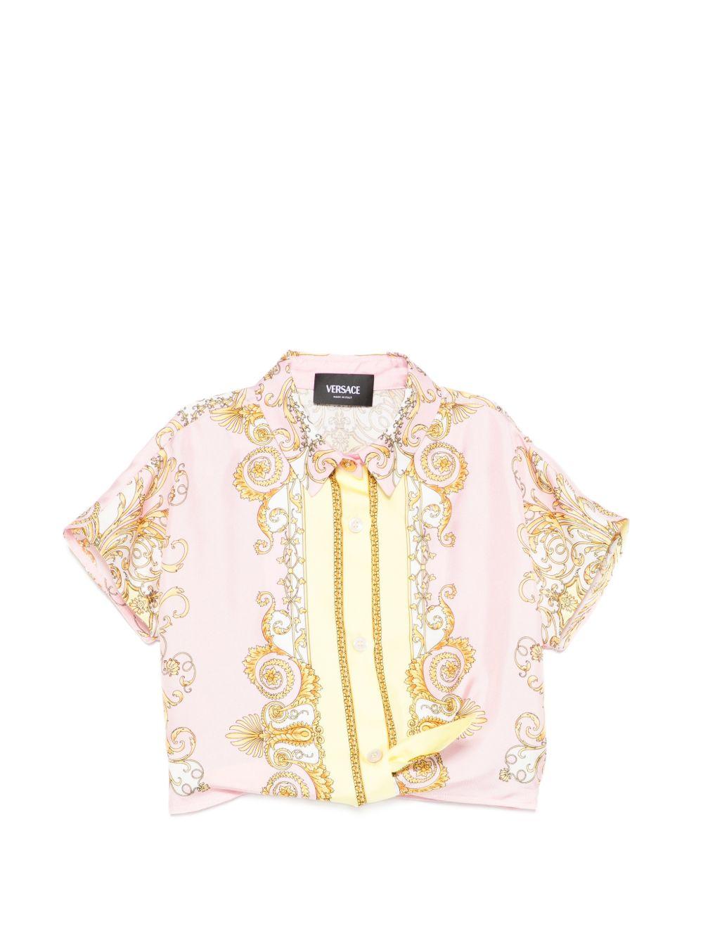 Camicia per bambina Versace Kids rosa con design barocco 10185131A17228 5Y590 VERSACE KIDS