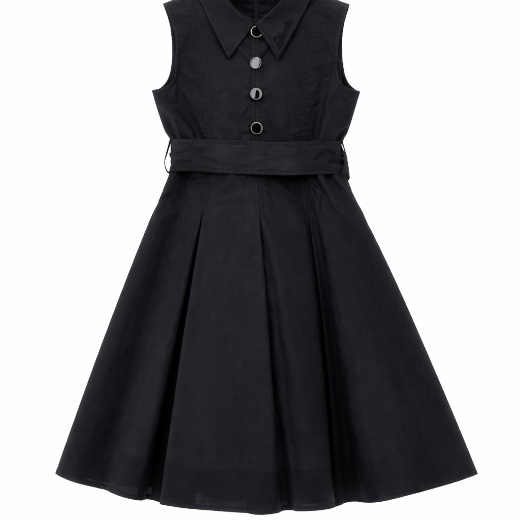 Abito per bambina Monnalisa nero con colletto polo 17G901 7116 0050 MONNALISA