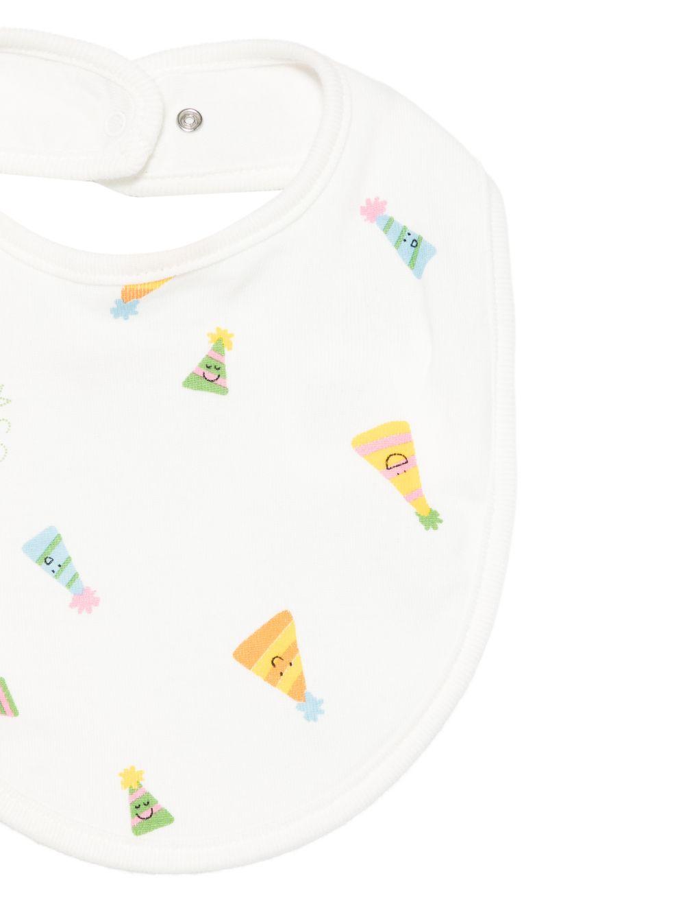 Set tutina e bavaglino per neonati Stella McCartney Kids bianco con stampa grafica all-over TYB580 Z3644 101MC STELLA McCARTNEY KIDS