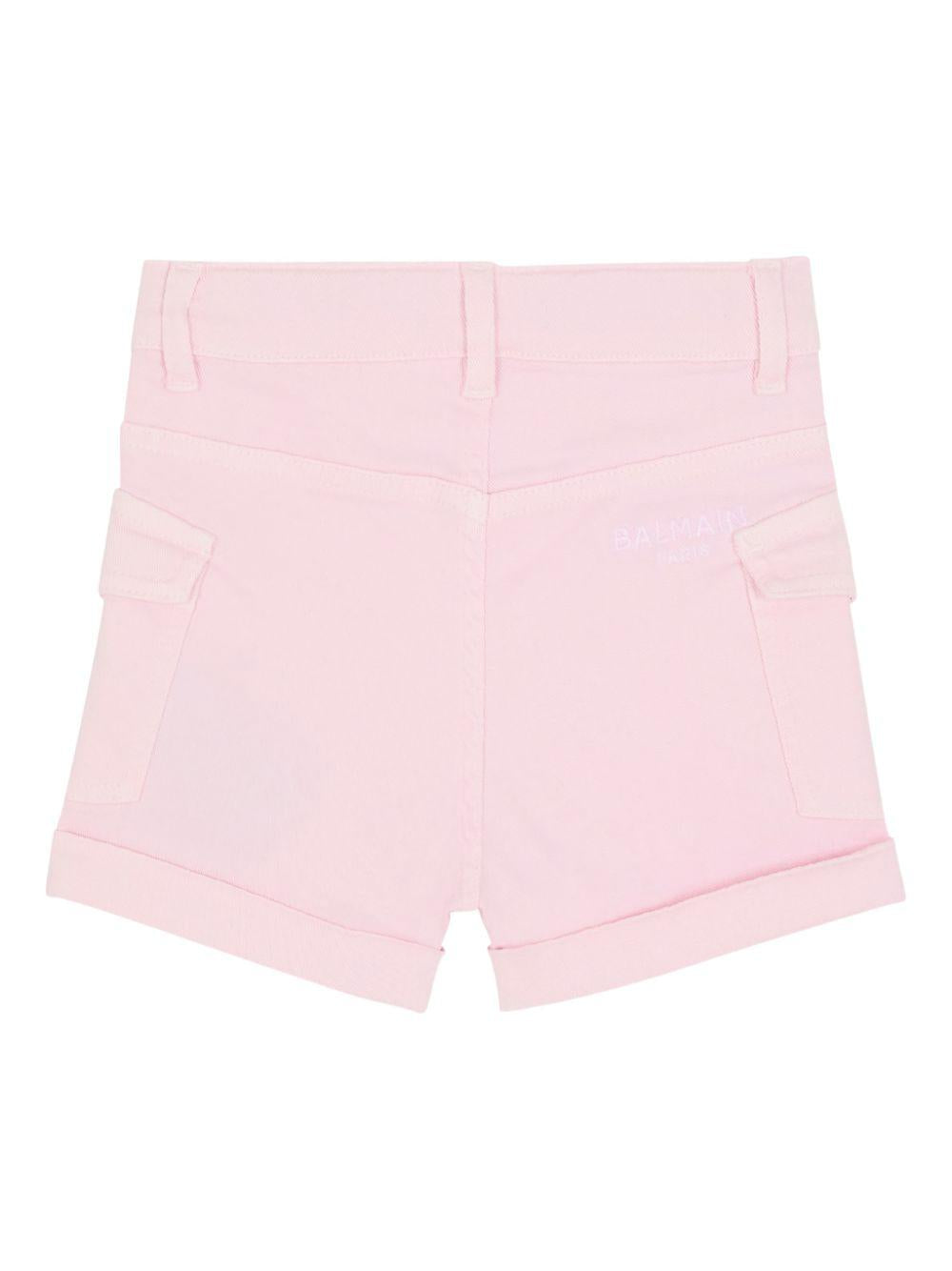Shorts per bambina Balmain Kids rosa con bottoni color oro BY6A69 Z3702 51E BALMAIN KIDS