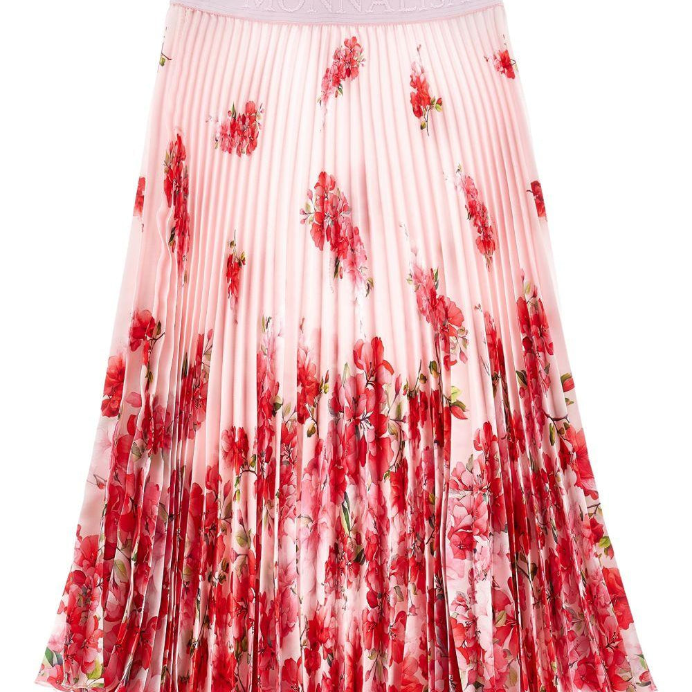 Gonna per bambina Monnalisa rosa con stampa a fiori 71G705 7788 8444 MONNALISA KIDS