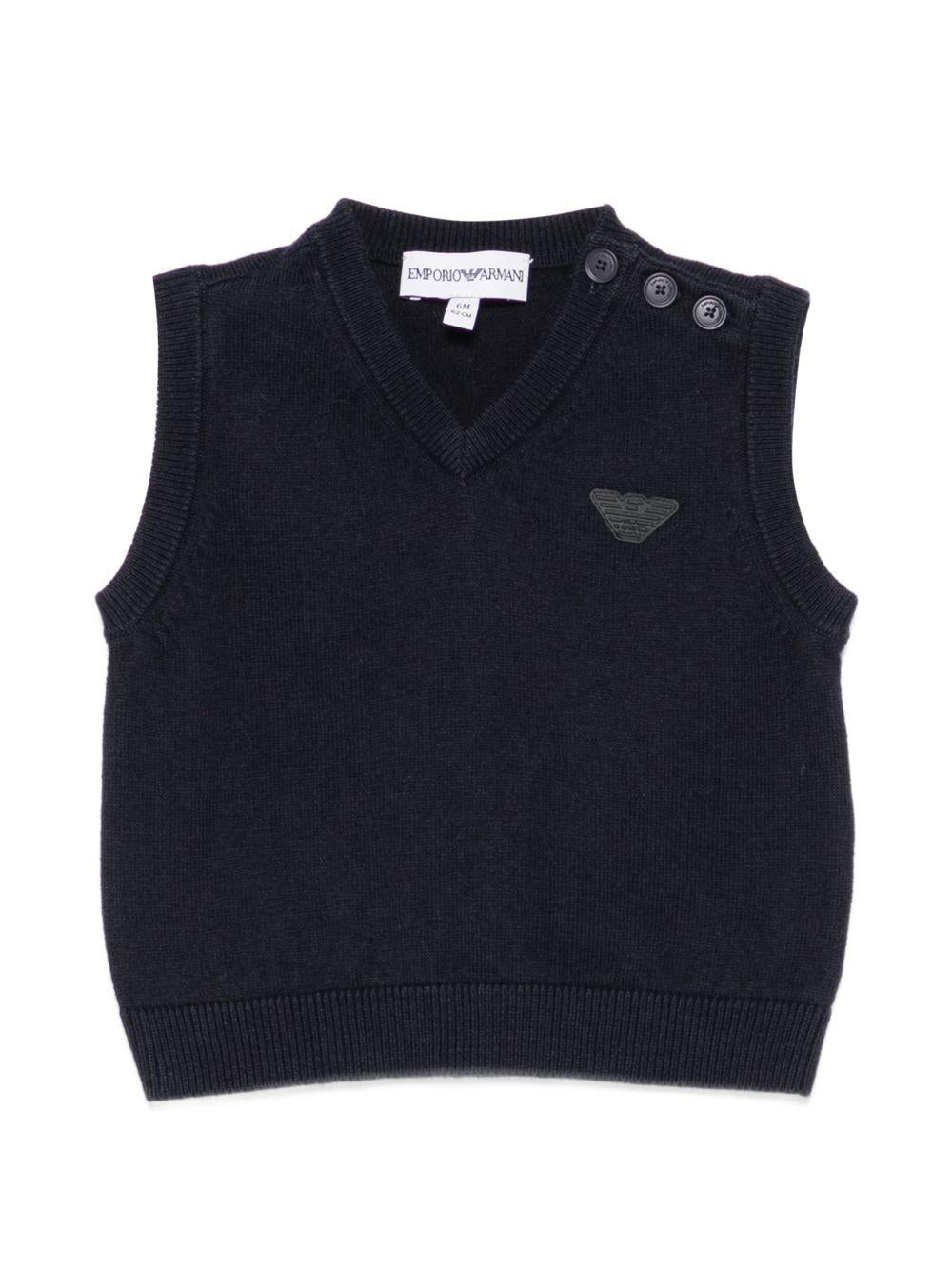 Gilet per neonato Emporio Armani Kids blu con toppa con logo EB000441 AF28773 UB118 EMPORIO ARMANI KIDS