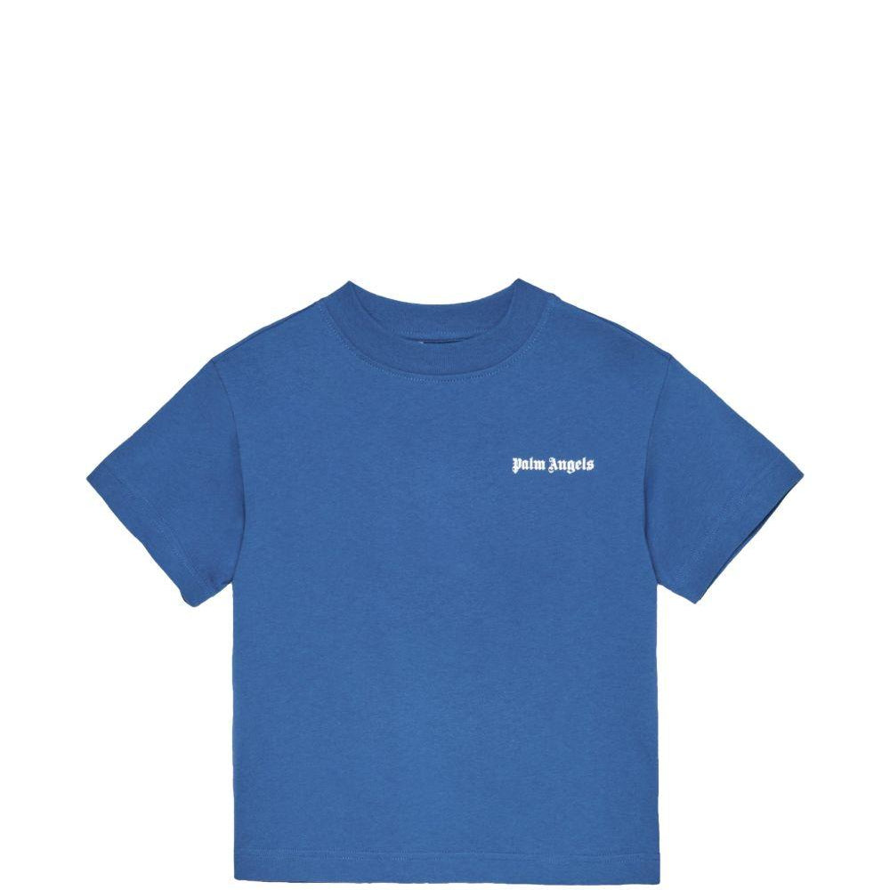 T-shirt per bambino Palm Angels Kids blu con logo sul petto PBAA003S26JER002 060 PALM ANGELS KIDS