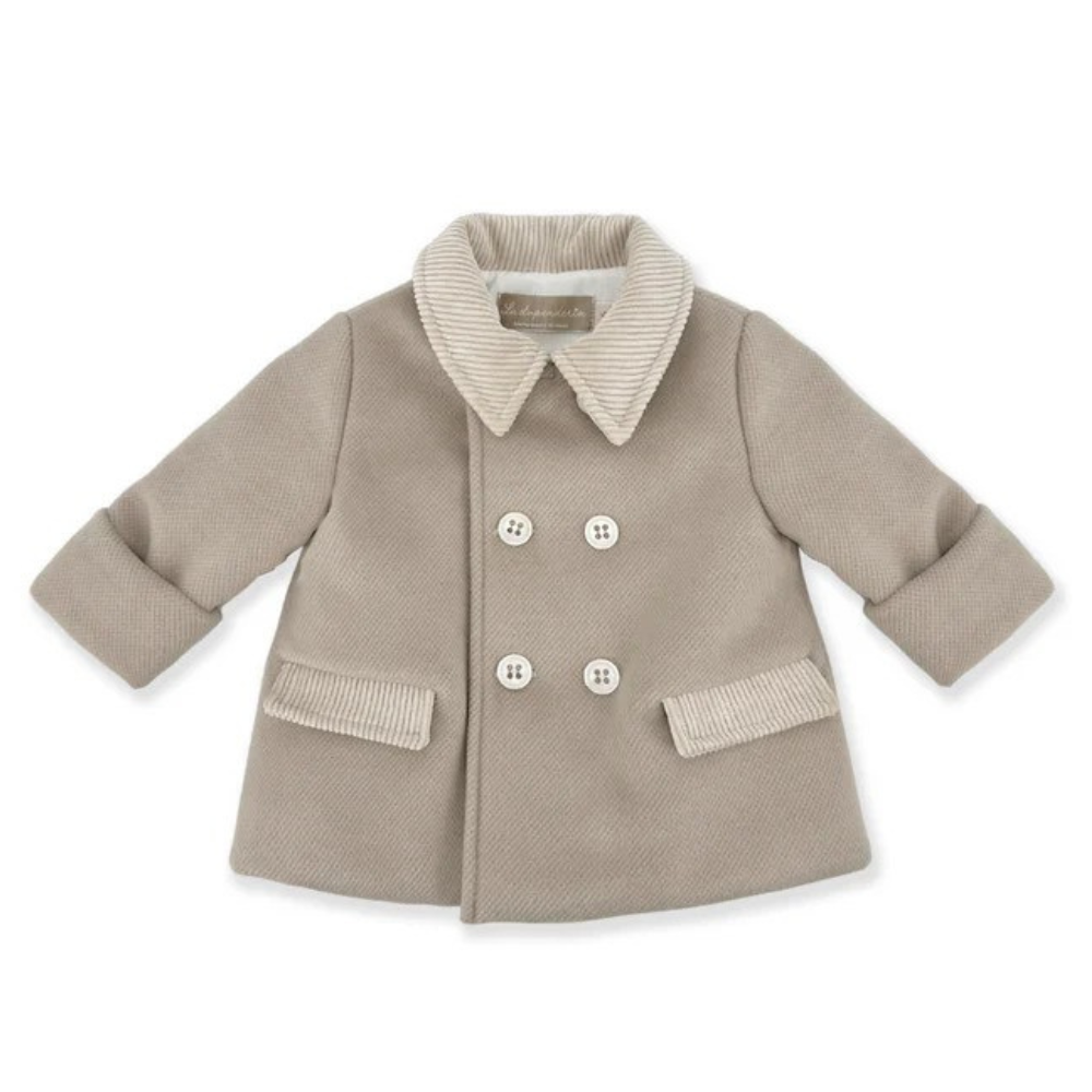 Cappotto a doppiopetto per neonata La Stupenderia beige con colletto classico 1TCGB13 H19 LA STUPENDERIA
