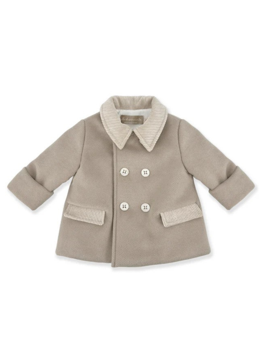 Cappotto a doppiopetto per neonata La Stupenderia beige con colletto classico 1TCGB13 H19 LA STUPENDERIA