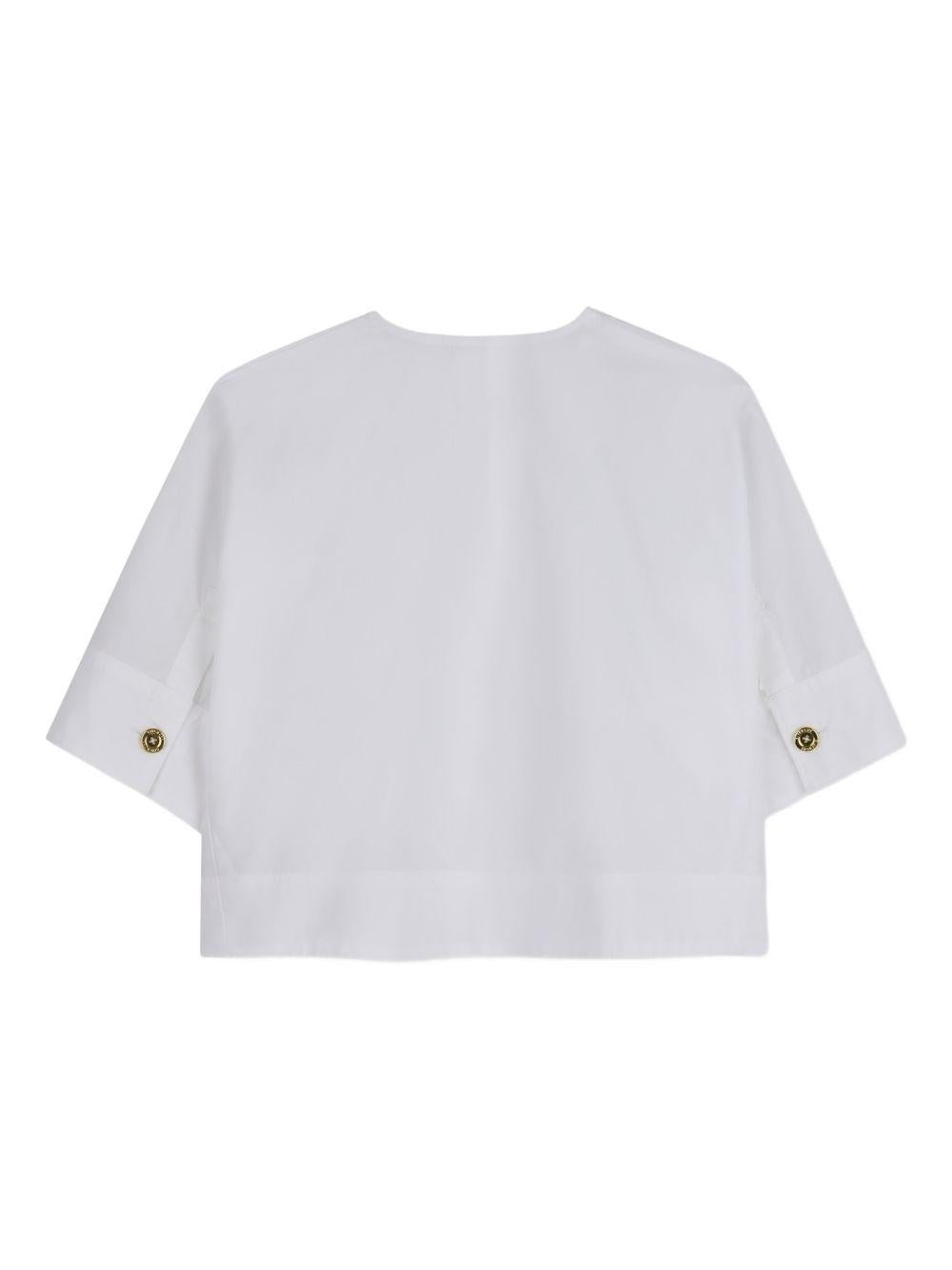 Camicia per bambina Givenchy Kids bianca a maniche corte con bottoni H31220 10P GIVENCHY KIDS