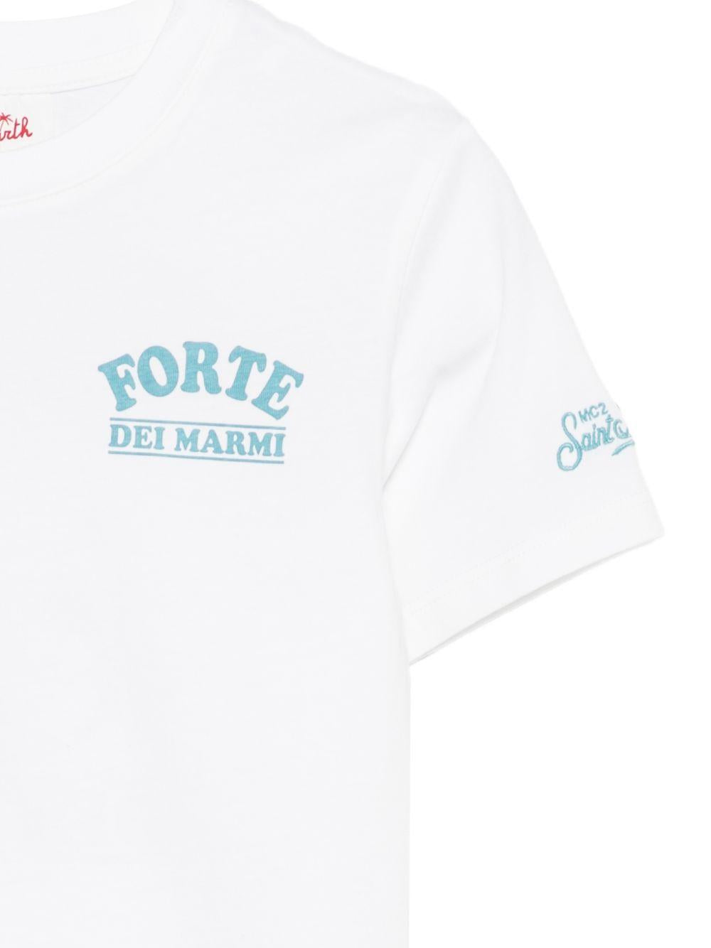 T-shirt per bambino MC2 Saint Barth Kids bianca con scritta sul petto PRL0001 02122L MC2 ST. BARTH KIDS
