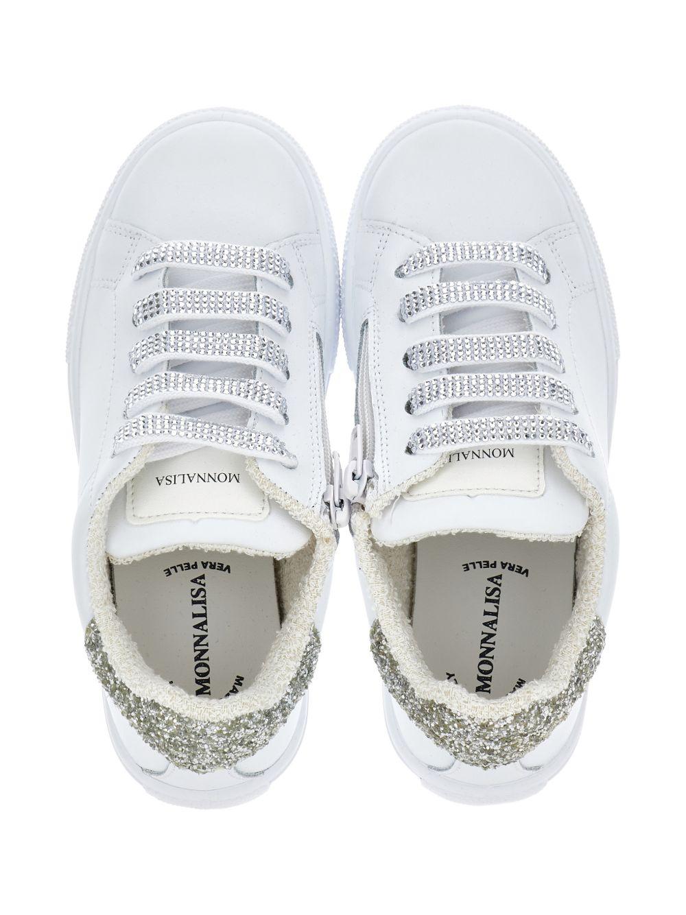 Sneakers per bambina Monnalisa bianche con glitter 87G006 7715 0001 MONNALISA KIDS
