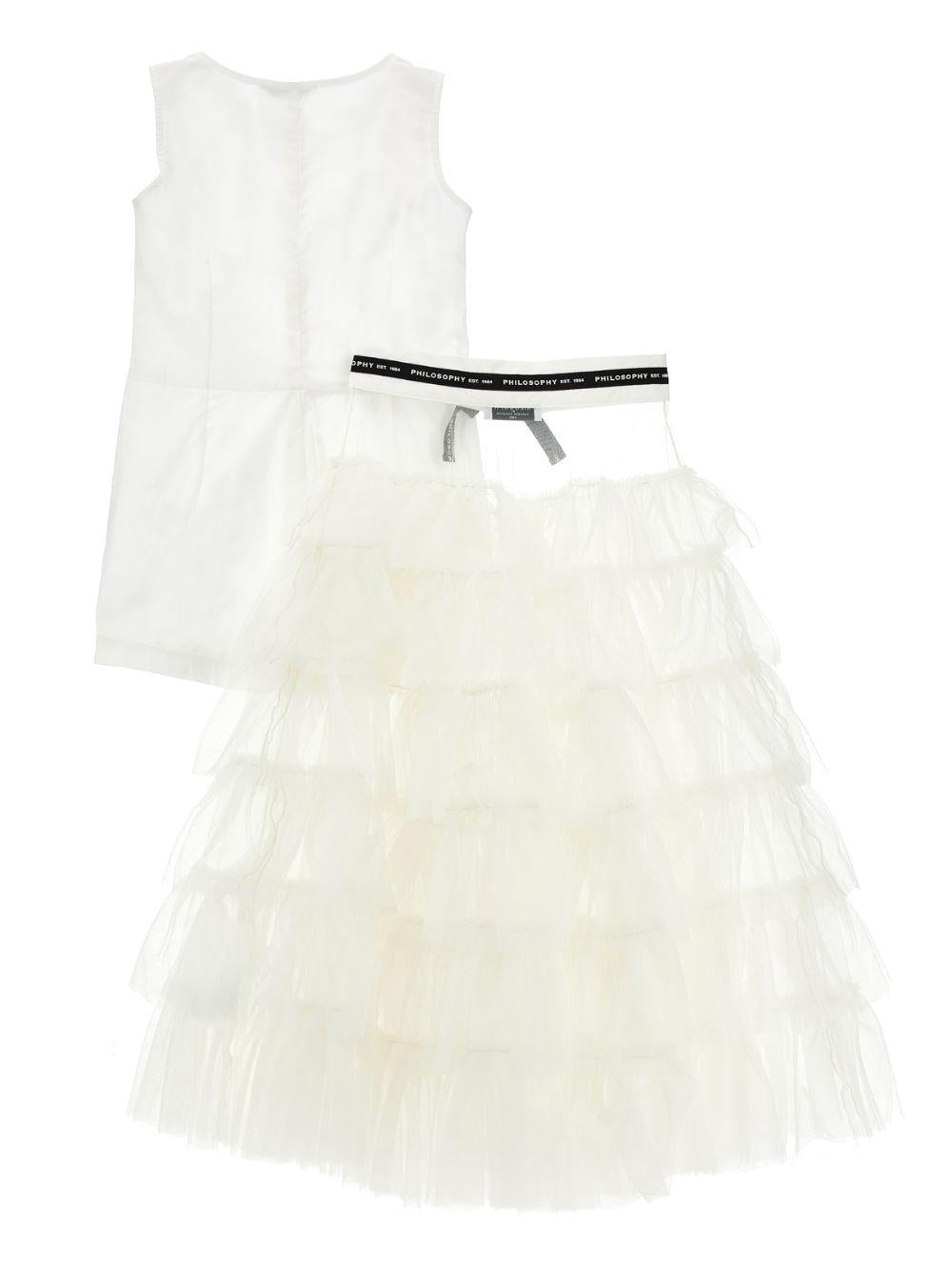 Abito per bambina Philosophy Di Lorenzo Kids bianco con chiusura a bottoni I1G201 7116 0001 PHILOSOPHY KIDS
