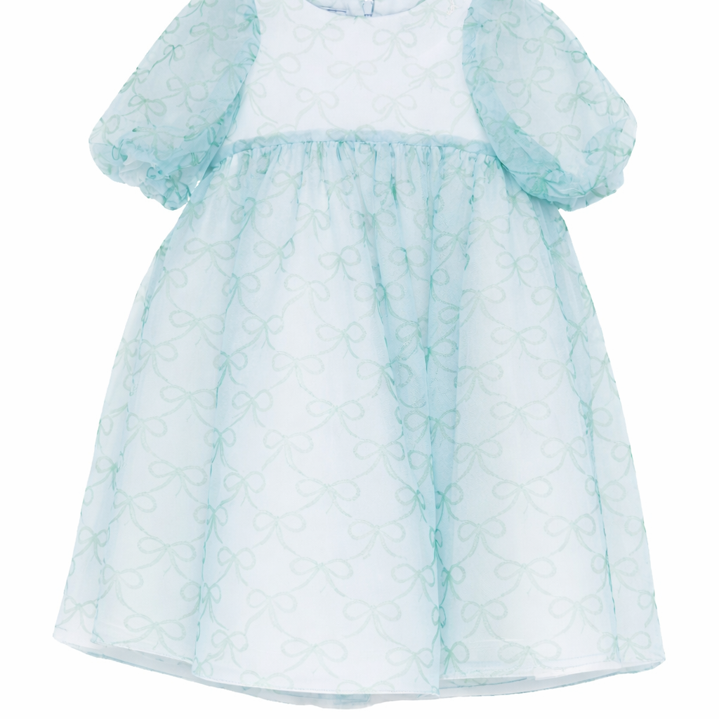 Abito per bambina Mi Mi Sol azzurro con maniche a palloncino MFAB784TS1114 LTB MIMISOL