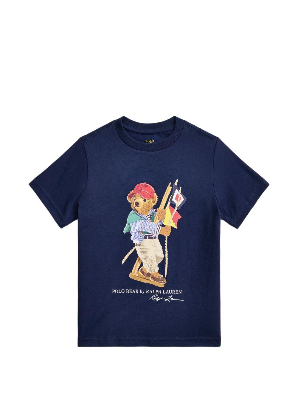 T-shirt per bambino Polo Ralph Lauren Kids blu con stampa Polo Bear 322A12428 001 Ralph Lauren kids