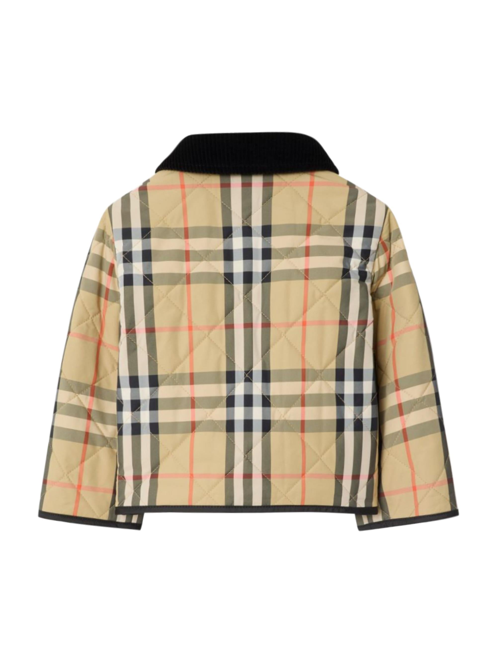 Giacca trapuntata per neonato Burberry Kids beige a quadri con tasche laterali 8111331 B9368 BURBERRY KIDS