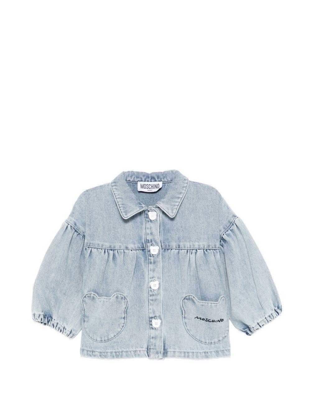 Giubbino per neonata Moschino Kids denim con colletto MDS02KL0E34 40186 MOSCHINO KIDS