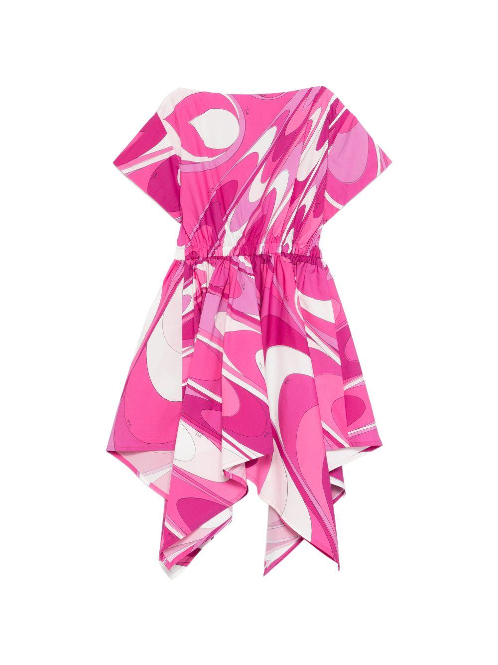 Abito per bambina Emilio Pucci Junior fucsia con stampa grafica all-over PY1A11 P0584 570BC EMILIO PUCCI KIDS