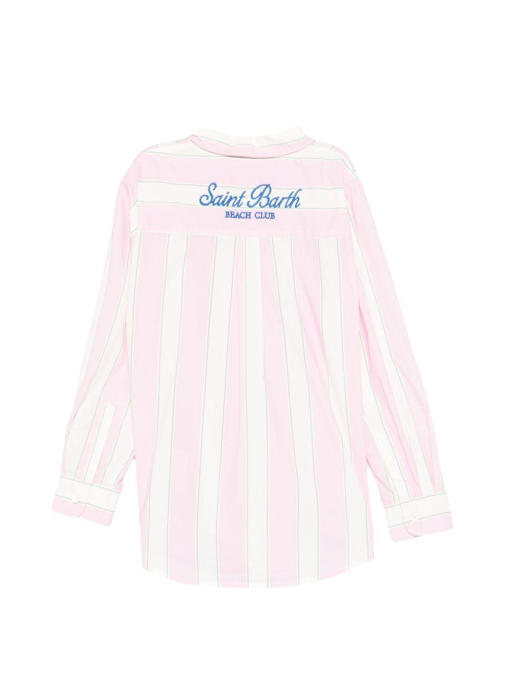 Camicia per bambina MC2 Saint Barth Kids rosa con design a righe BRIG003 00897L MC2 ST. BARTH KIDS