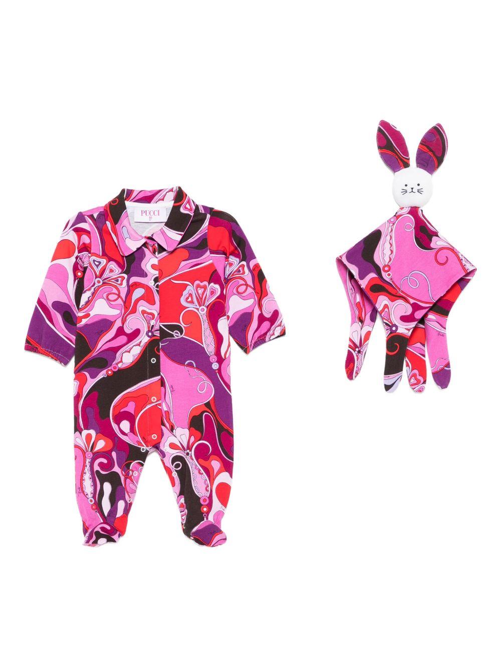 Tutina per neonata Emilio Pucci Junior fucsia con stampa astratta PXB010 Z3344 513RO EMILIO PUCCI JUNIOR