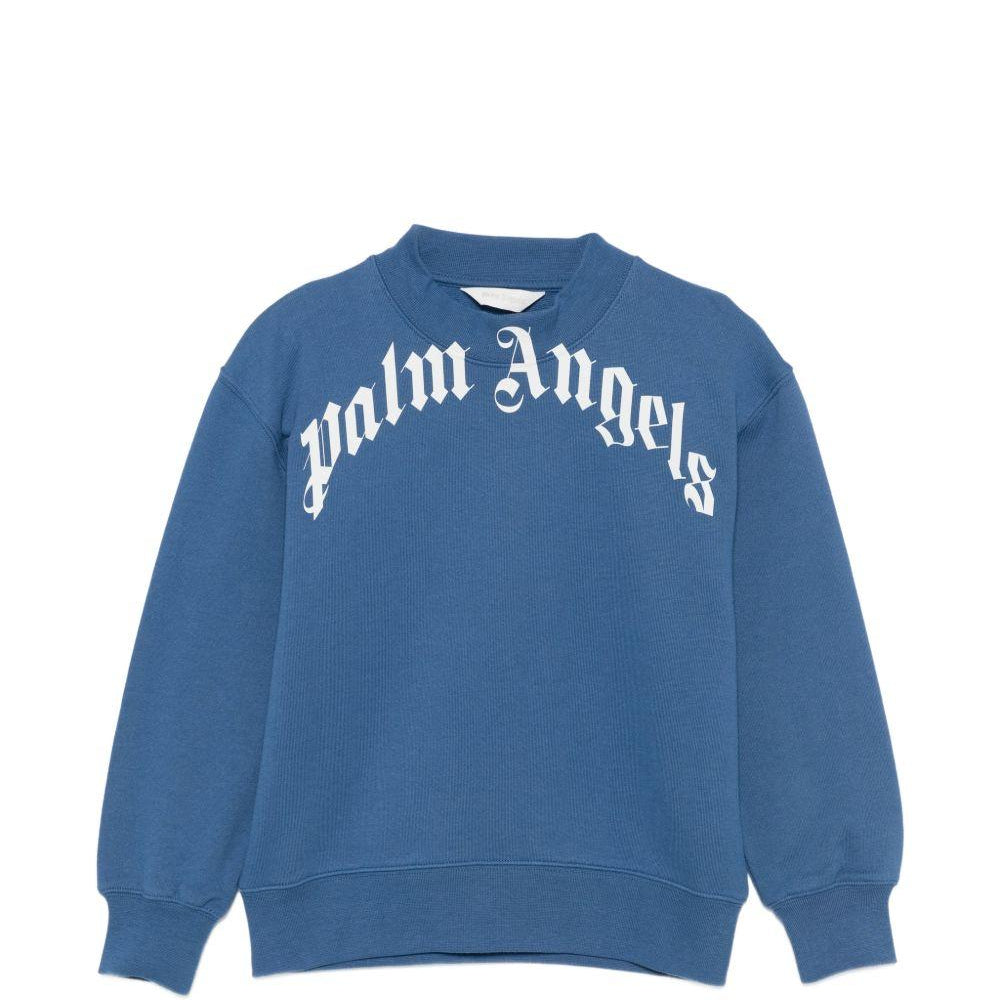 Felpa per bambino Palm Angels Kids blu con stampa grafica PBBA012S26FLE001 060 PALM ANGELS KIDS